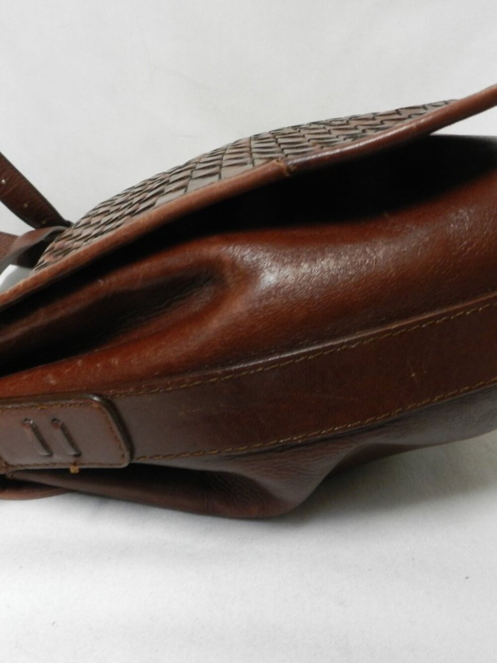 Fossil Vintage Woven Leather shoulder bag purse basket weave brown adjustable - Picture 10 of 15